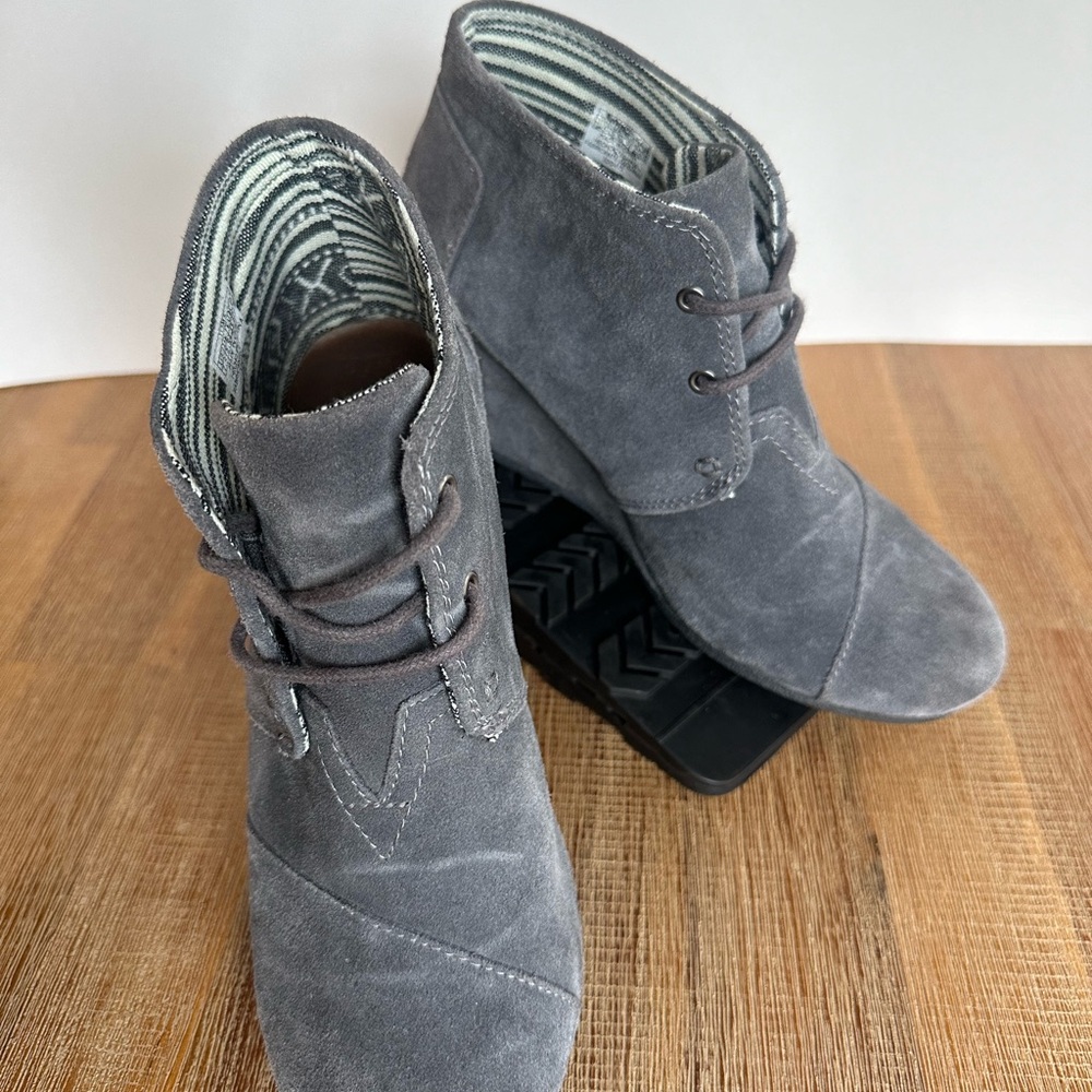 Toms Charcoal Suede Ankle Booties
